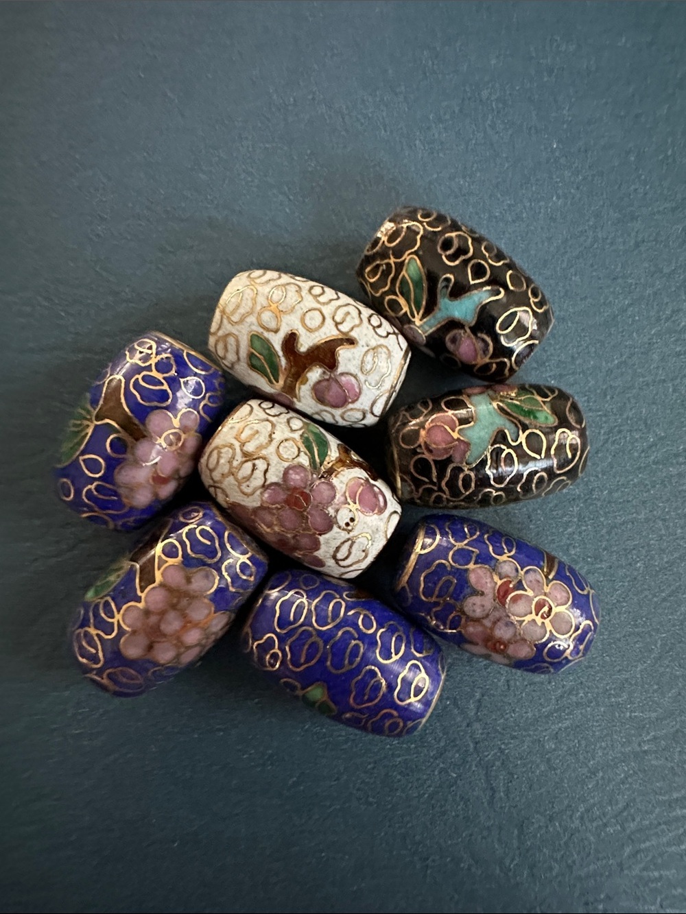Vintage Cloisonné Large Barrel Beads Bundle